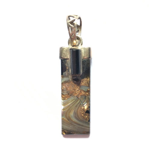 Abalone Shell Pendant aka Mother-of-Pearl with Black Tourmaline accent