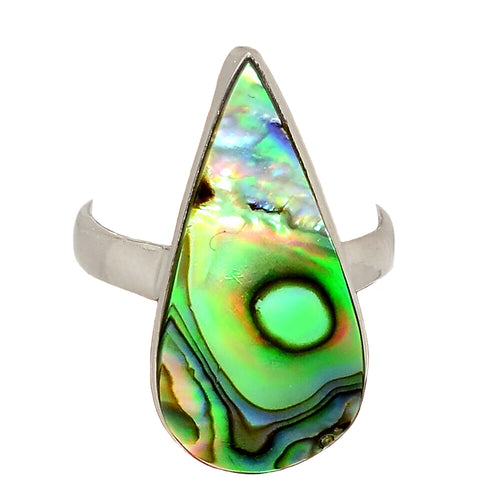 Abalone Shell Teardrop Size 6.5 Ring aka Mother-of-Pearl