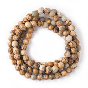 African Queen Picture Jasper 8mm Round Beads for Stringing Your Own Mala