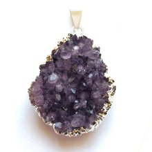 Load image into Gallery viewer, Amethyst Druzy pendant in sterling silver free form setting