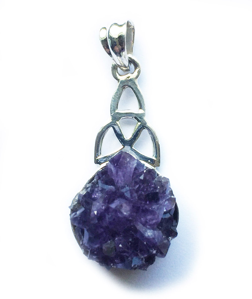 Amethyst Druzy pendant - dark purple with nice points