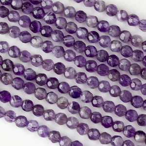 Brazilian Amethyst 4mm Round Beads - one 15" strand of faceted Amethyst beads
