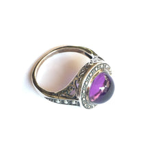Load image into Gallery viewer, Brazilian Amethyst ring 3.5 carat in Halo Filigree setting size 5