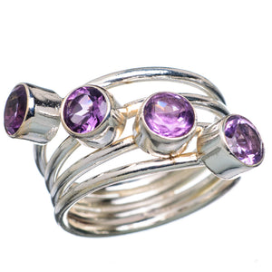 Amethyst Celtic 4-Band Queen's Ring with 4mm Natural Faceted Round Amethysts Size 7