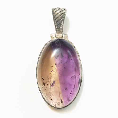 Natural Ametrine Pendant in Sterling Silver Oval