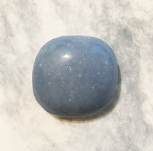 Load image into Gallery viewer, Angelite Palm Stone 1.5 inches long - put it in your pocket
