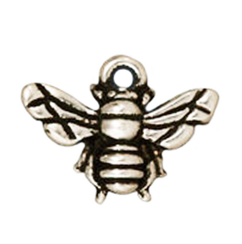 Honey Bee Pendant or Charm in Antique Silver from TierraCast