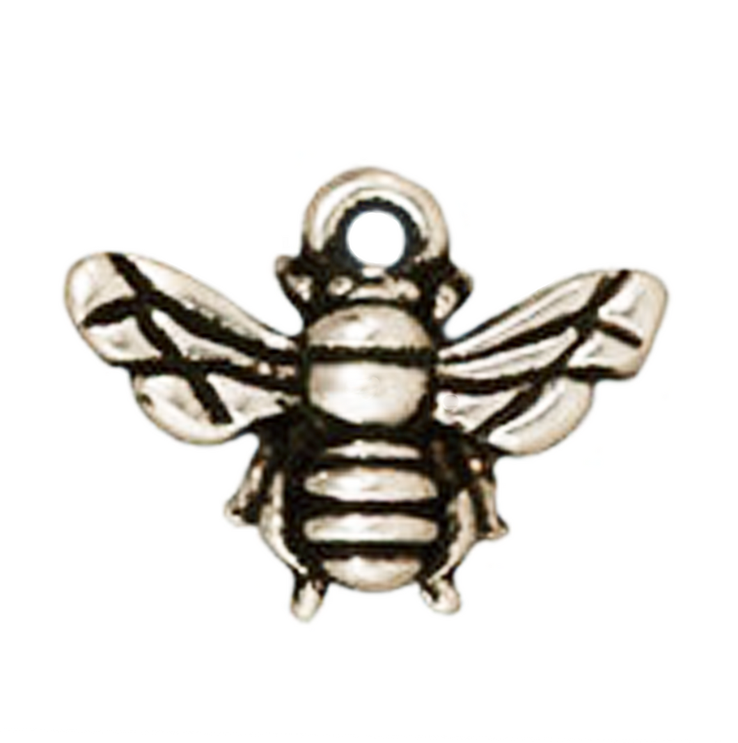 Honey Bee Pendant or Charm in Antique Silver from TierraCast
