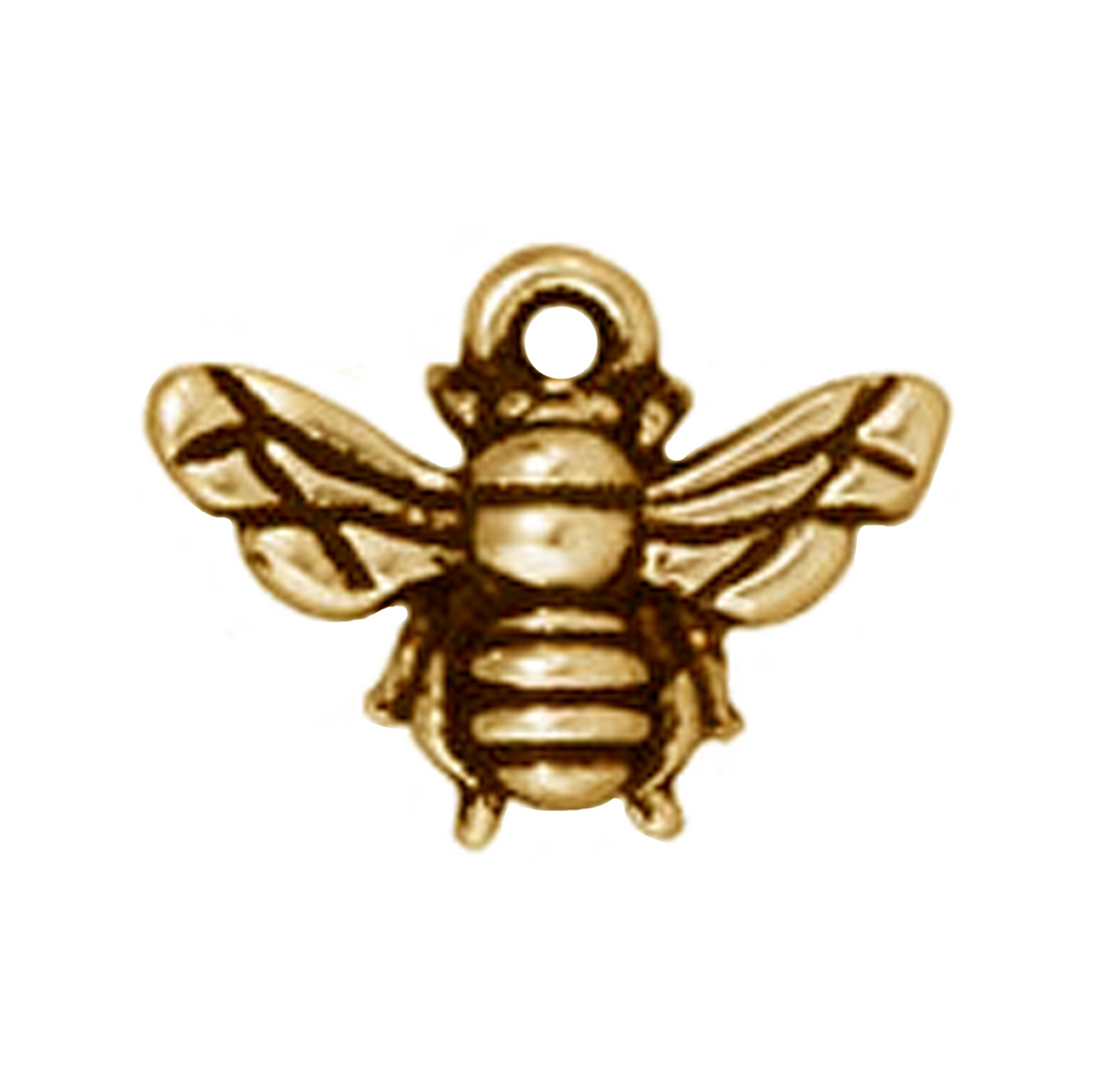 Antique Gold Honey Bee Pendant or Charm from TierraCast