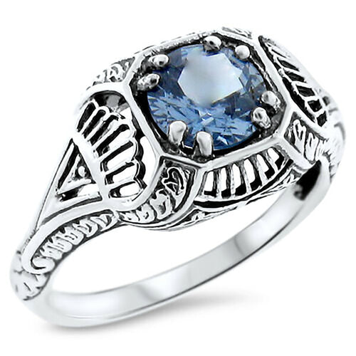 Aquamarine Ring Art Deco ring size 8.25