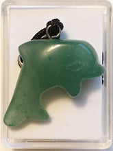 Load image into Gallery viewer, Aventurine Dolphin Pendant Necklace on Black Cord aka Dolphin Fetish
