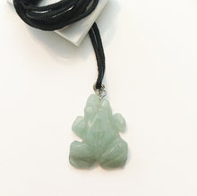 Load image into Gallery viewer, Green Aventurine Frog Amulet on Black Cord aka Frog Fetish in larger size