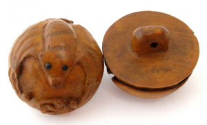 Bat Ball Button in the Ojime Tradition Hand-carved Boxwood
