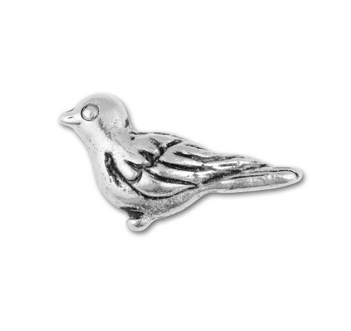 Bird Bead Antique Silver Plated Pewter by TerraCast