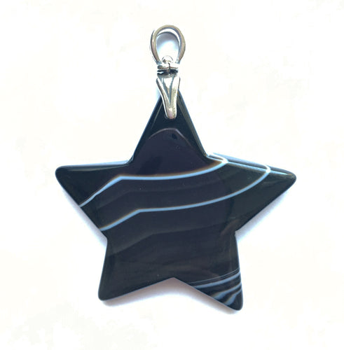 Star Pendant Black Onyx pendant with art deco bail in sterling silver.