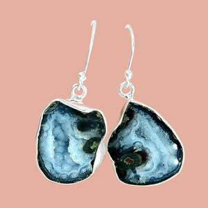 Black Agate Geode Druzy Earrings