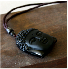 Load image into Gallery viewer, Black Obsidian Buddha Necklace - Gorgeous!
