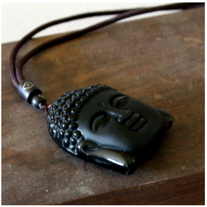 Black Obsidian Buddha Necklace - Gorgeous!