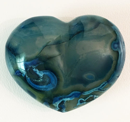 Blue Agate Puffy Heart No. 15