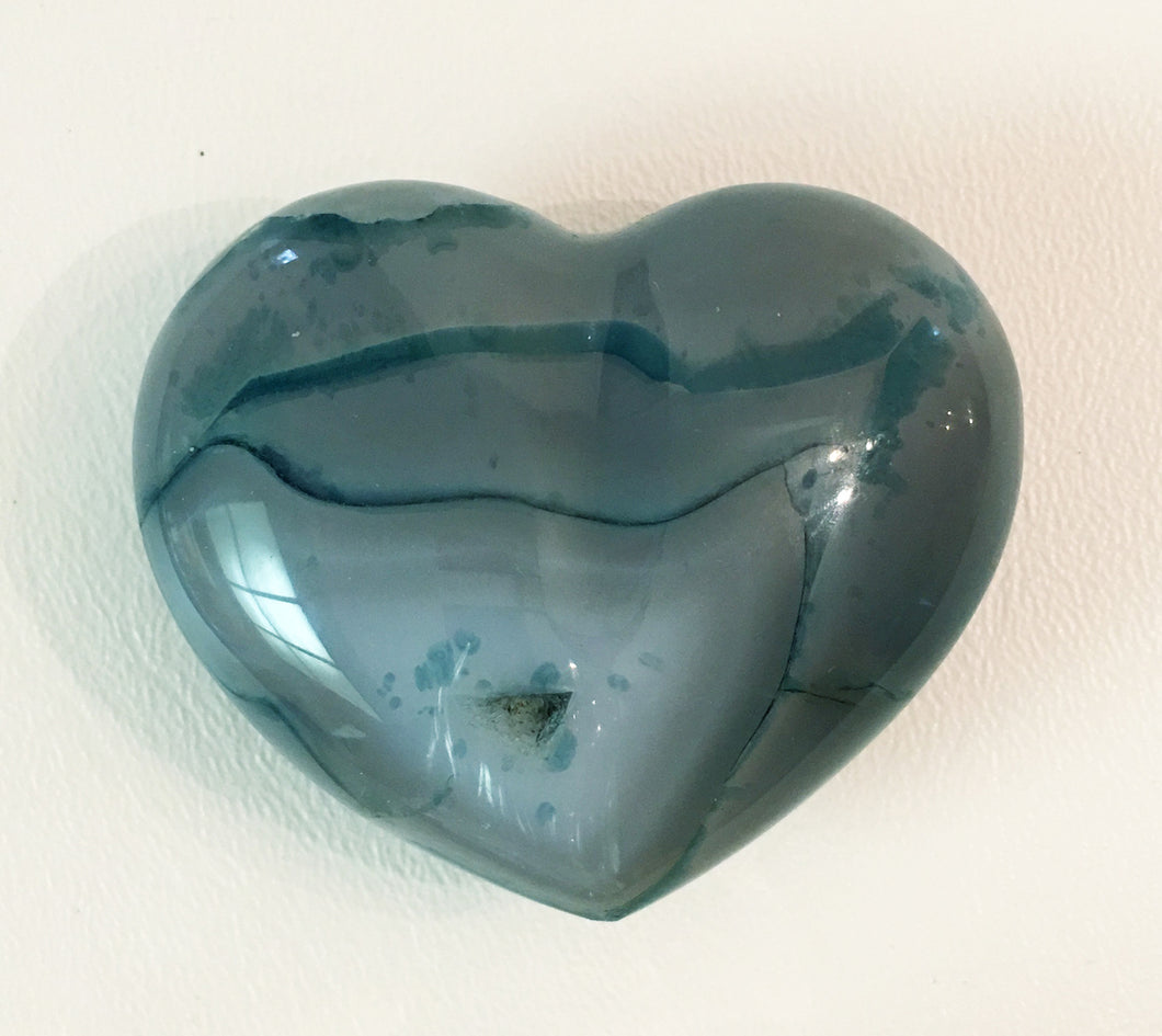 Blue Agate Puffy Heart No. 20