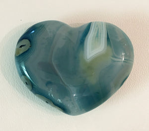 Blue Agate Puffy Heart No. 21