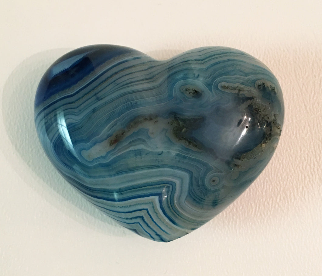 Blue Agate Puffy Heart No. 24