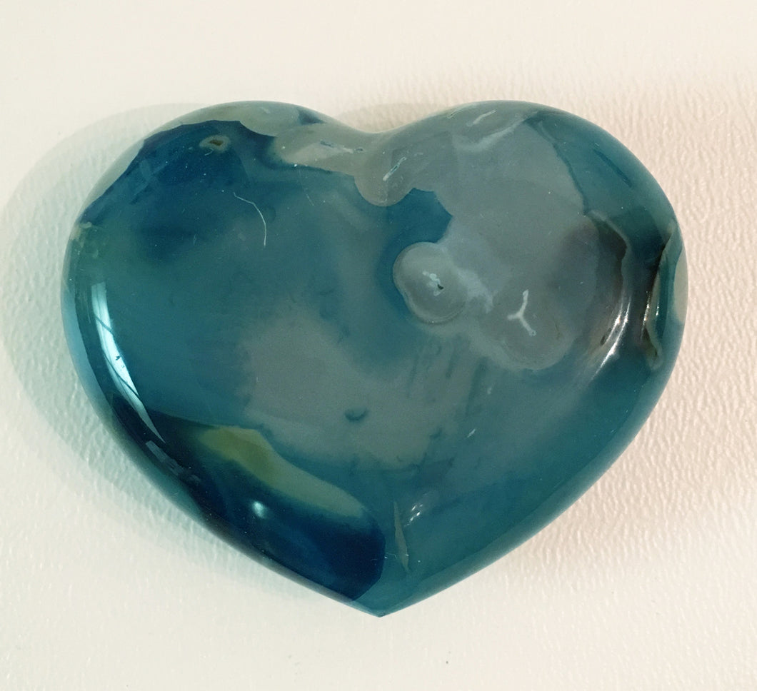 Blue Agate Puffy Heart No. 25