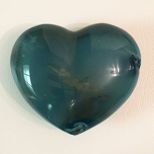 Blue Agate Puffy Heart No. 30