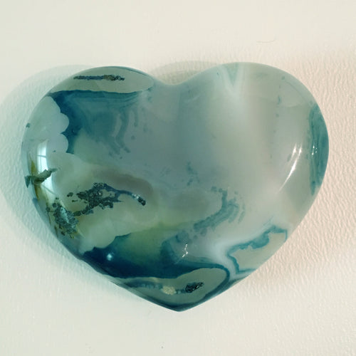 Blue Agate Puffy Heart No. 32