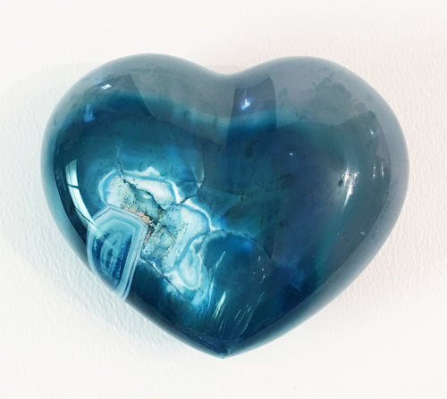 Blue Agate Puffy Heart No. 7