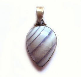 Blue Banded Agate Pendant with silver bail.