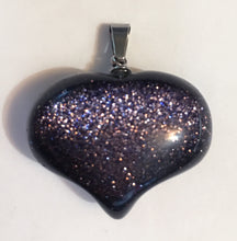 Load image into Gallery viewer, Blue Goldstone Puffy Heart Pendant