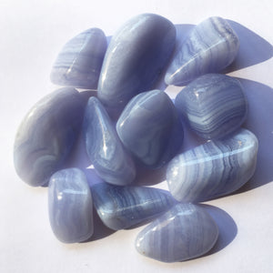 Blue Lace Chalcedony Tumbled Stones in a quarter pound lot