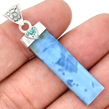 Load image into Gallery viewer, Blue Owyhee Opal Pendant with Blue Topaz Accent