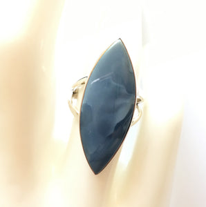 Blue Owyhee Opal Ring sterling silver in size 6.5