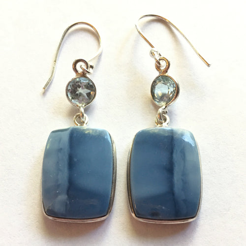 Blue Owyhee Opal Earrings