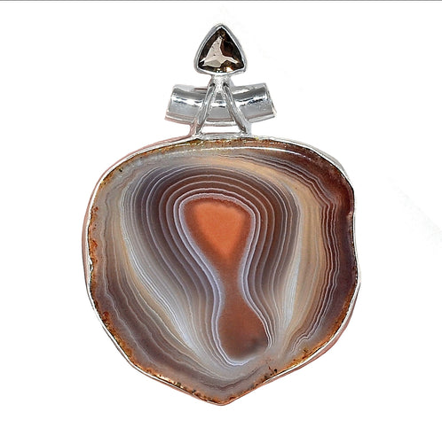 Botswana Agate pendant with Smoky Topaz accent.