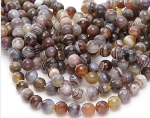 Botswana Agate beads faceted 10mm round beads - 15 inch strand