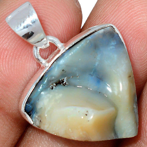 Boulder Opal Pendant in Sterling Silver triangular frame