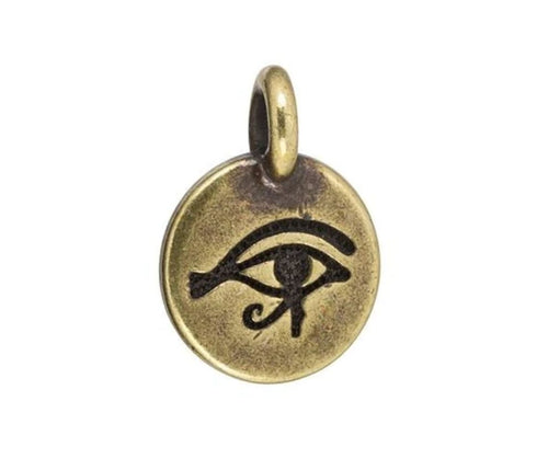 Eye of Horus Charm in Antique Brass Plated Pewter by TierraCast