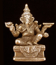 Load image into Gallery viewer, Small Ganesha Statue seated with Four Arms Brass Ganesh Figurine