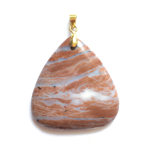 Brown Banded Opal Pendant in pear shape with 14k Gold-Plated Bail for Love