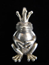 Load image into Gallery viewer, Frog Charm Silver Plated Brass Pendant of a Frog Prince