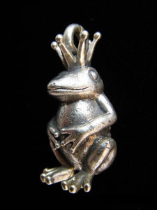 Frog Charm Silver Plated Brass Pendant of a Frog Prince