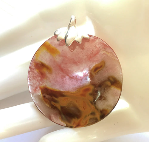 Volcano Cherry Quartz Pendant with Sterling Silver Lotus bail