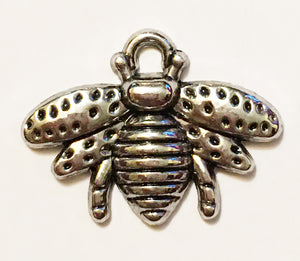 Honey Bee Pendant or Charm in Antique Finish Silver