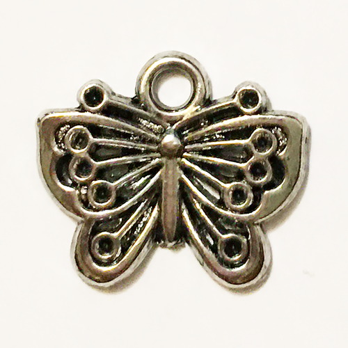 Butterfly Pendant or Charm in Antique Finish Silver