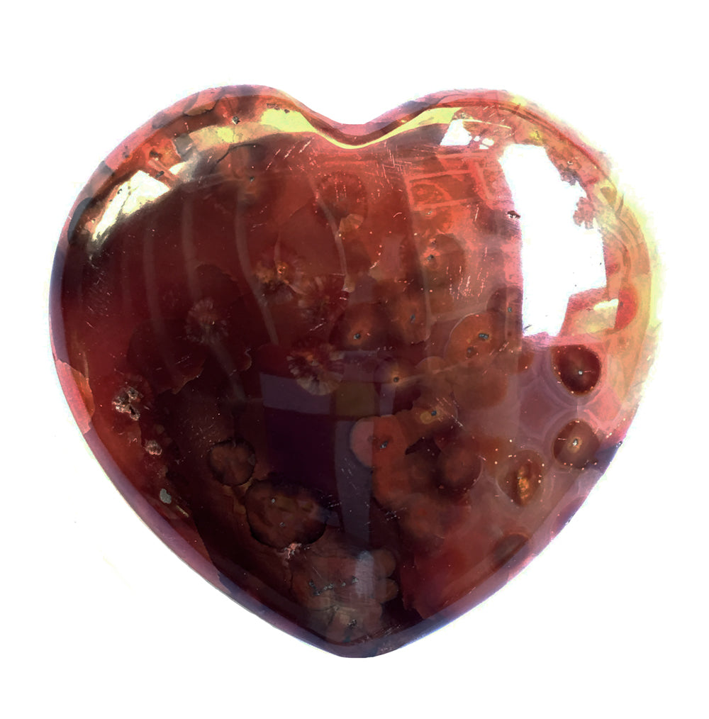 Carnelian Heart for happiness!  Lots of eggs and eyes in the composition.  Extra small puffy heart.