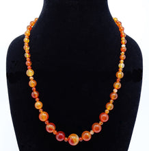 Load image into Gallery viewer, Carnelian Graduated Round Bead Necklace with Macrame Closure