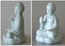 Load image into Gallery viewer, Sitting Buddha Statue in Fearlessness Mudra Pose with Celadon Glaze